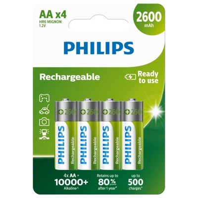 Rechargeable Philips R6 / AA Ready To Use 2600mAh B4