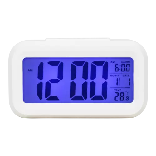 Budzik Kwarcowy Perfect LCD 13701 White