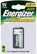 Rechargeable Energizer 9V / 6F22 175mAh