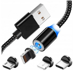 Kabel magnetyczny E216 3w1 adowarka iphone micro USB C 1.0m