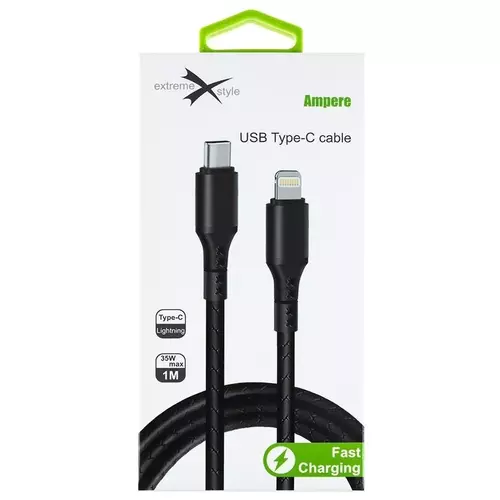 Kabel eXtremestyle Ampere Typ C Lightning 1m czarny