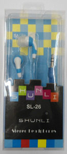 Earphones Shunli SL-26 silicon louders plug in 3,5mm Blue