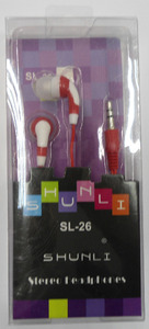Sluchawki Shunli SL-26 z koreczkami wtyk 3,5mm Red