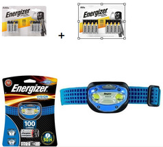 Set Energizer LR03/LR6 B8 384pcs (48 cards) + headlight Energizer HDA322