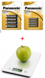 Set Panasonic LR03/LR6 B4 384pcs (96 cards) + kitchen scale LEMON